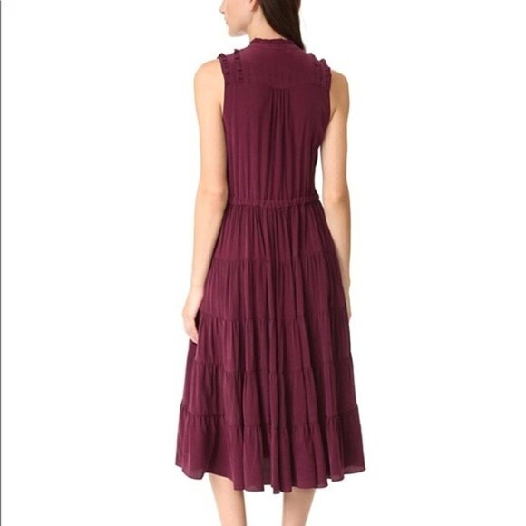 Ulla Johnson Maroon Tiered Sleeveless Midi Dress $690 Pristine! - Picture 3 of 14